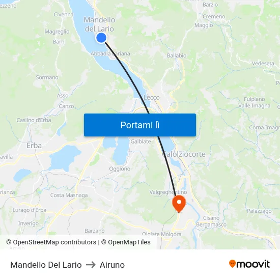 Mandello Del Lario to Airuno map