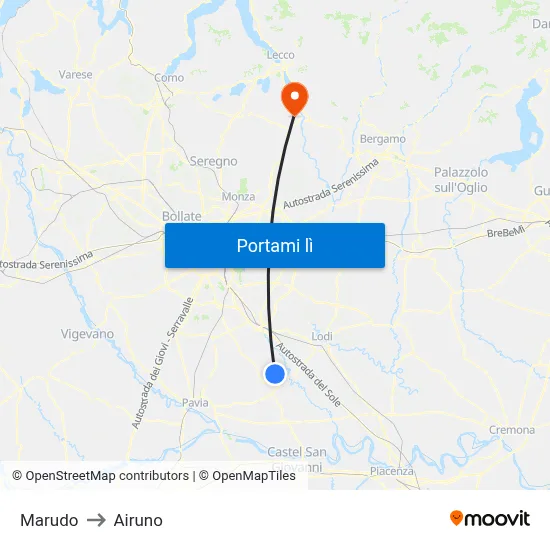 Marudo to Airuno map