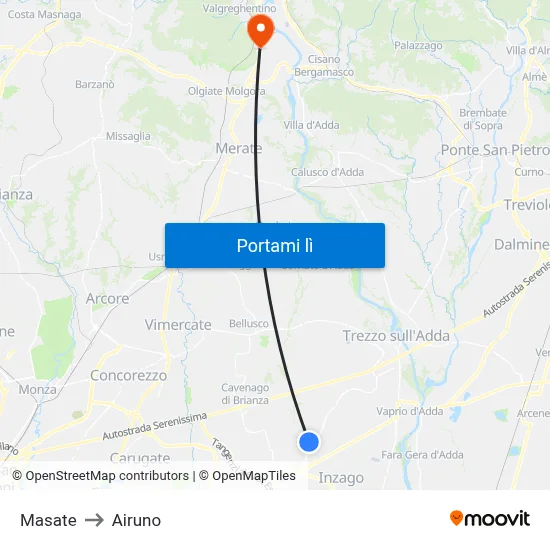 Masate to Airuno map