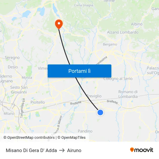 Misano Di Gera D' Adda to Airuno map