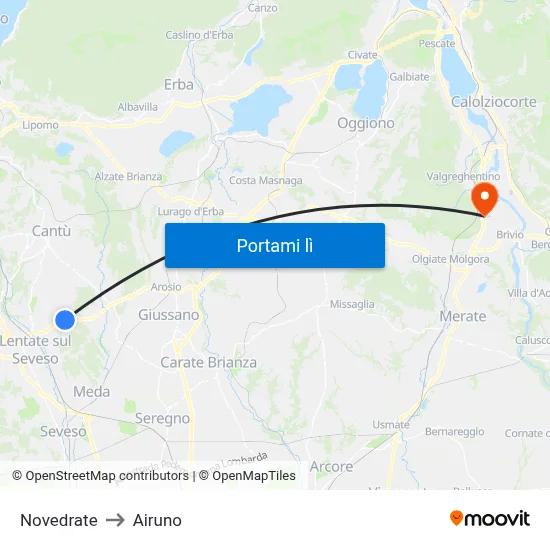 Novedrate to Airuno map