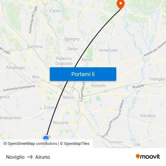 Noviglio to Airuno map