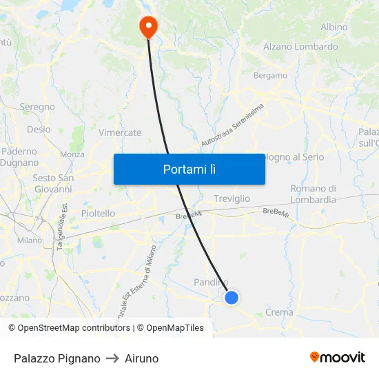 Palazzo Pignano to Airuno map