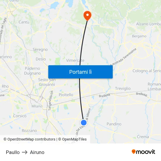 Paullo to Airuno map