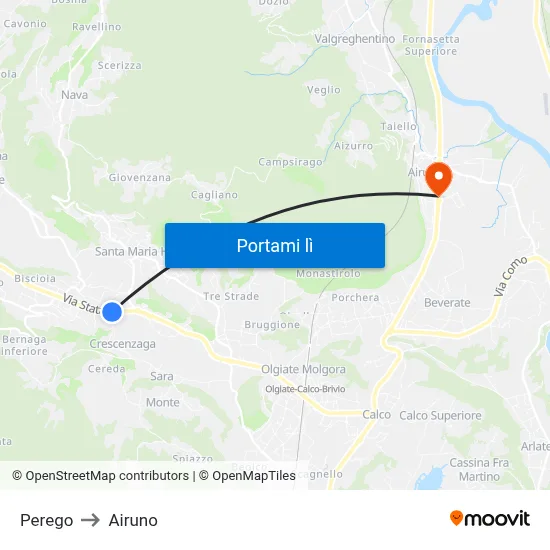 Perego to Airuno map