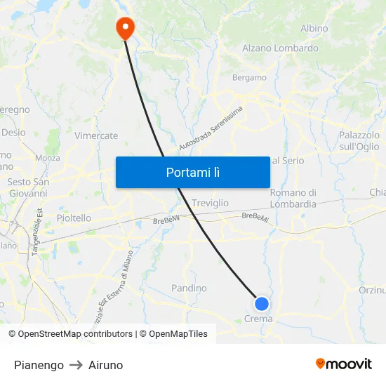 Pianengo to Airuno map