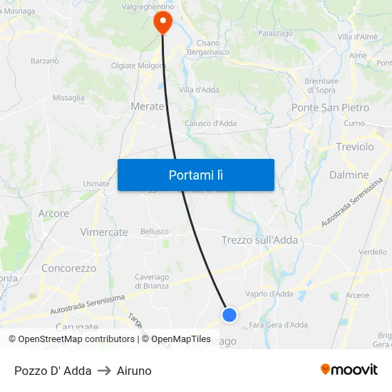 Pozzo D' Adda to Airuno map