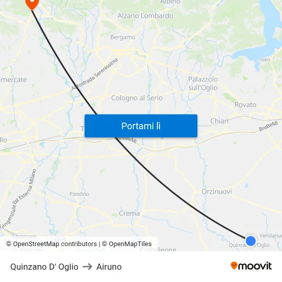 Quinzano D' Oglio to Airuno map