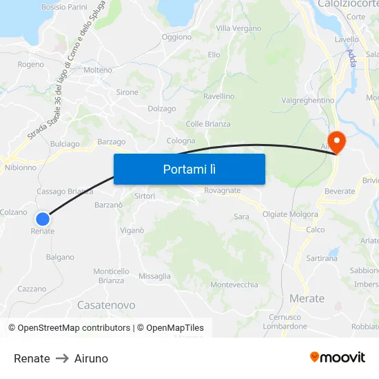 Renate to Airuno map