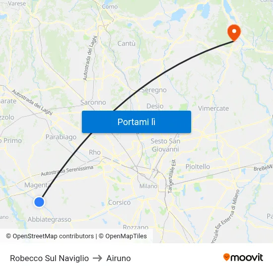 Robecco Sul Naviglio to Airuno map