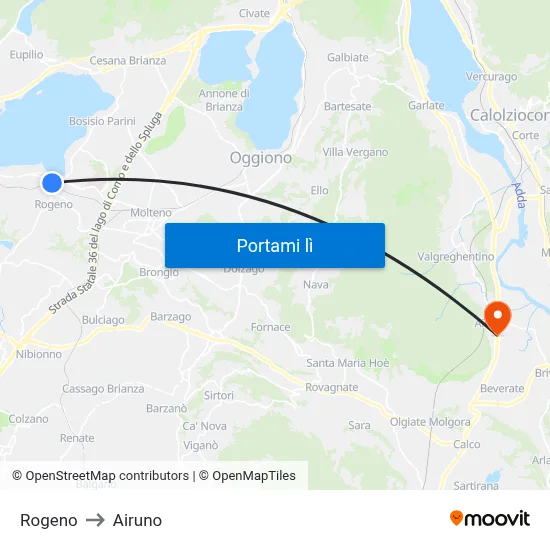 Rogeno to Airuno map