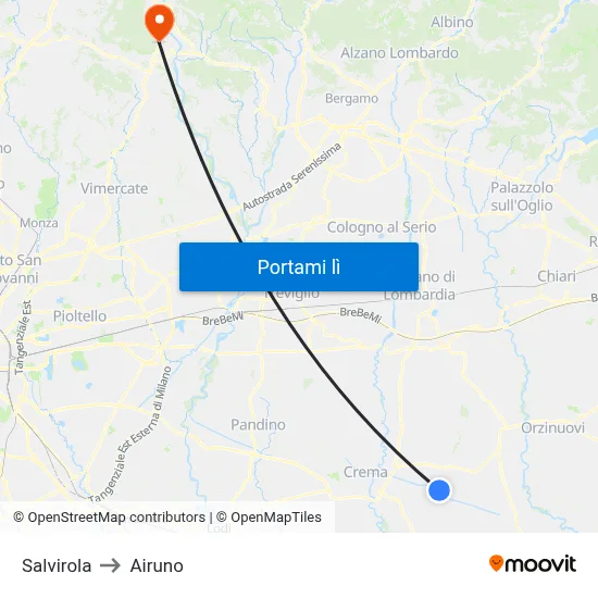 Salvirola to Airuno map