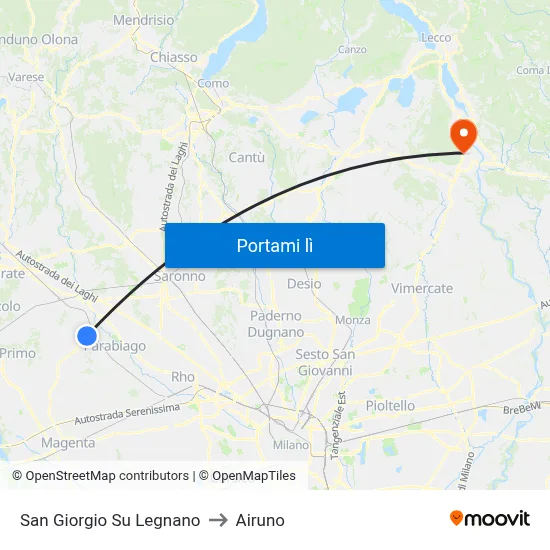 San Giorgio Su Legnano to Airuno map