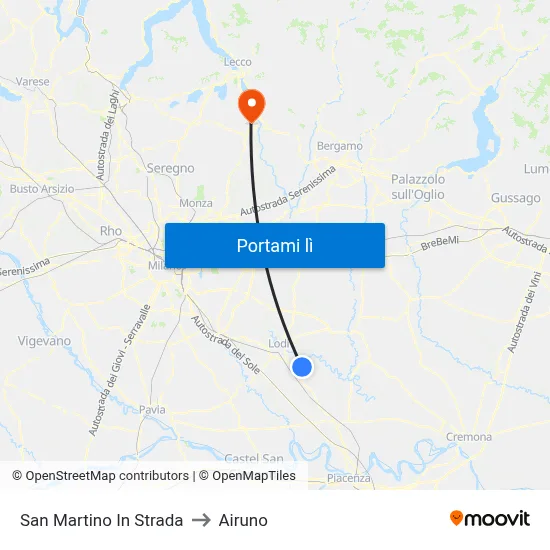 San Martino In Strada to Airuno map