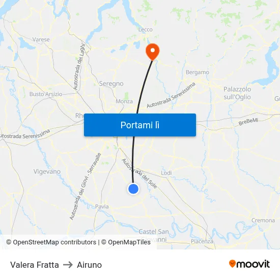 Valera Fratta to Airuno map