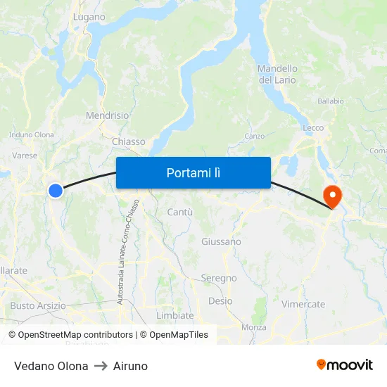 Vedano Olona to Airuno map