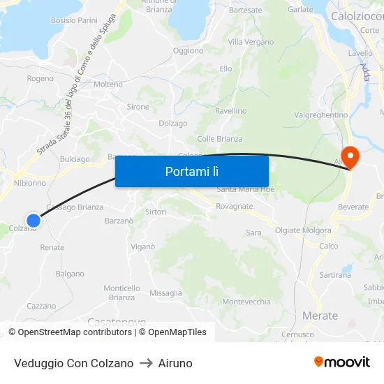 Veduggio Con Colzano to Airuno map