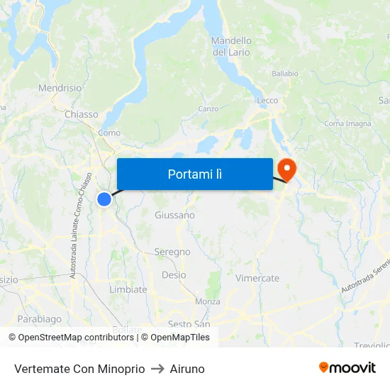Vertemate Con Minoprio to Airuno map