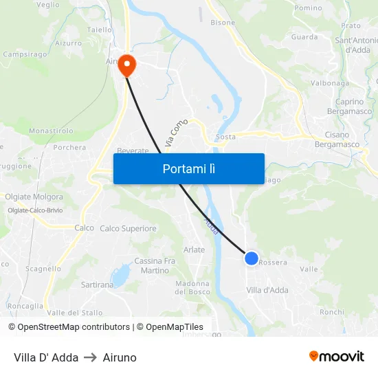 Villa D' Adda to Airuno map