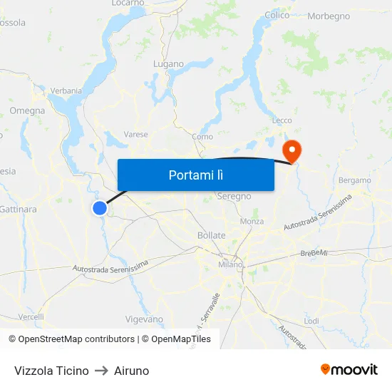 Vizzola Ticino to Airuno map
