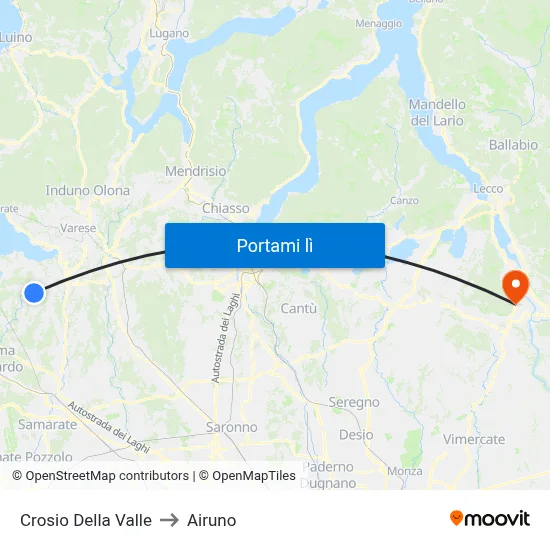 Crosio Della Valle to Airuno map