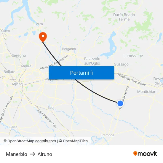 Manerbio to Airuno map