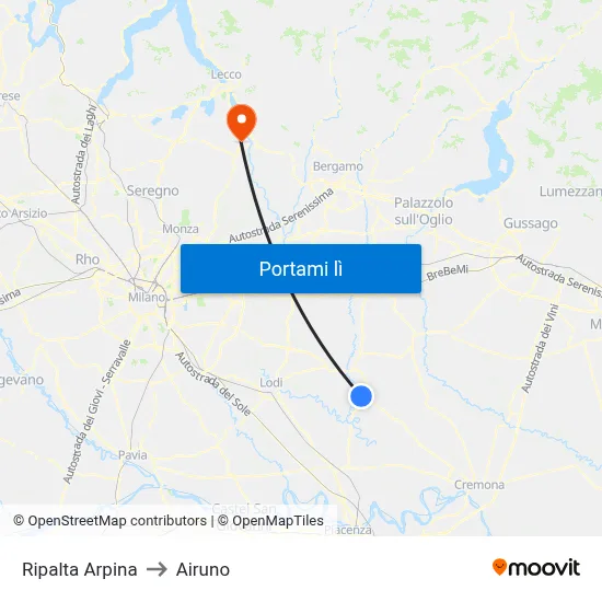 Ripalta Arpina to Airuno map