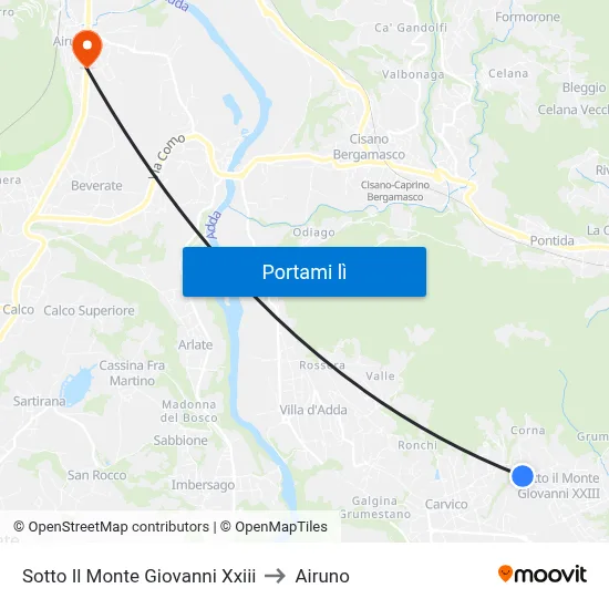 Sotto Il Monte Giovanni Xxiii to Airuno map