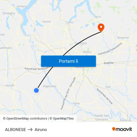 ALBONESE to Airuno map