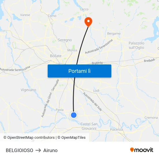 BELGIOIOSO to Airuno map