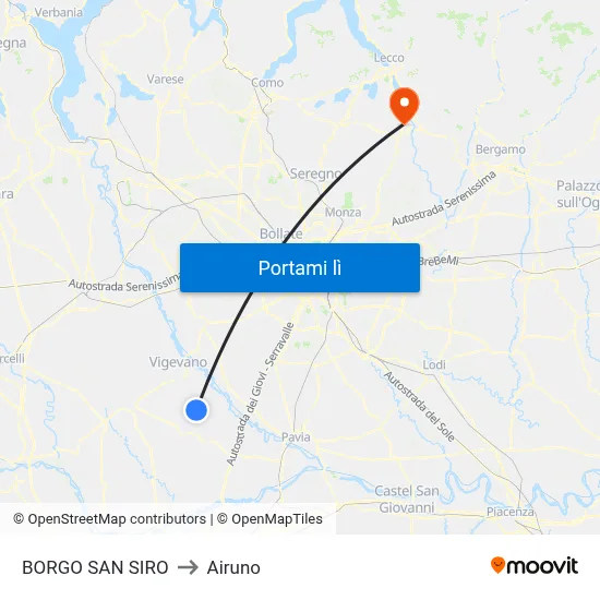 BORGO SAN SIRO to Airuno map