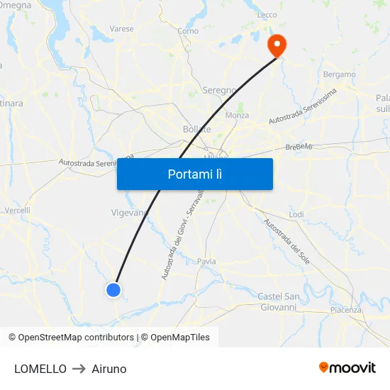 LOMELLO to Airuno map