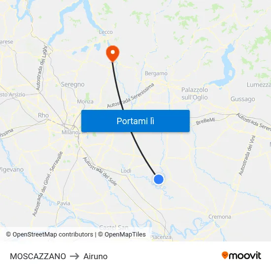 MOSCAZZANO to Airuno map