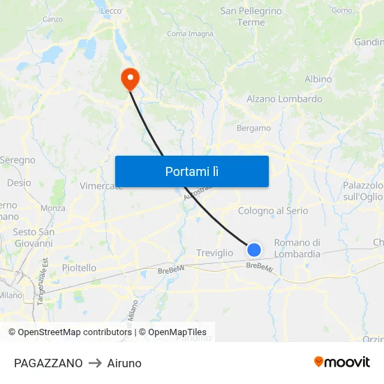 PAGAZZANO to Airuno map