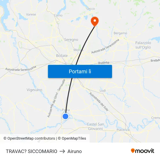 TRAVAC? SICCOMARIO to Airuno map