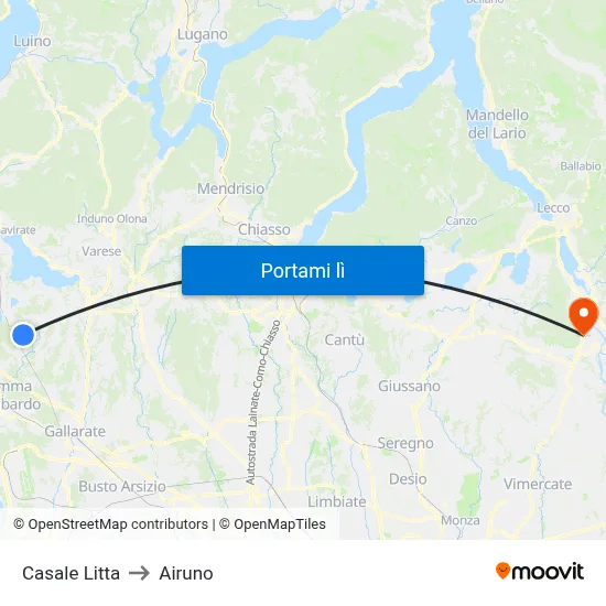 Casale Litta to Airuno map