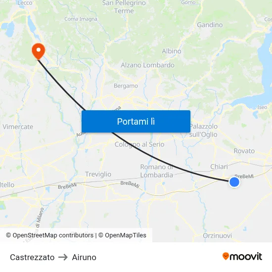 Castrezzato to Airuno map