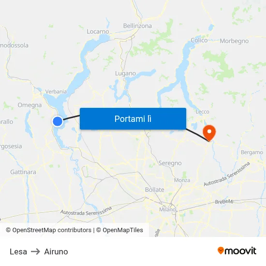 Lesa to Airuno map