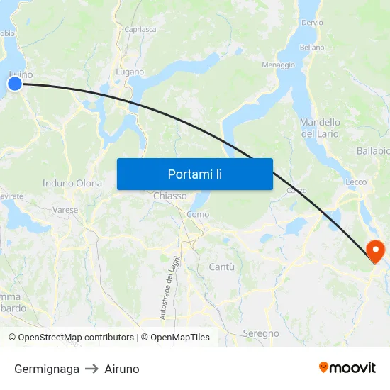 Germignaga to Airuno map
