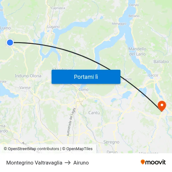 Montegrino Valtravaglia to Airuno map