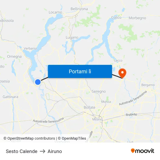 Sesto Calende to Airuno map