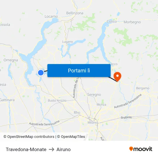 Travedona-Monate to Airuno map
