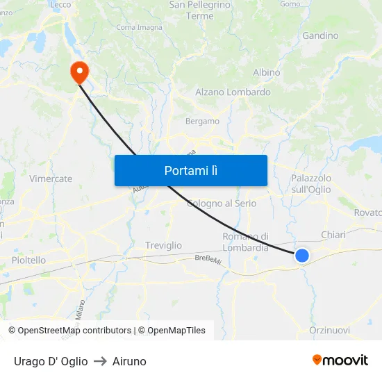 Urago D' Oglio to Airuno map