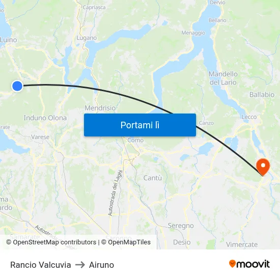 Rancio Valcuvia to Airuno map