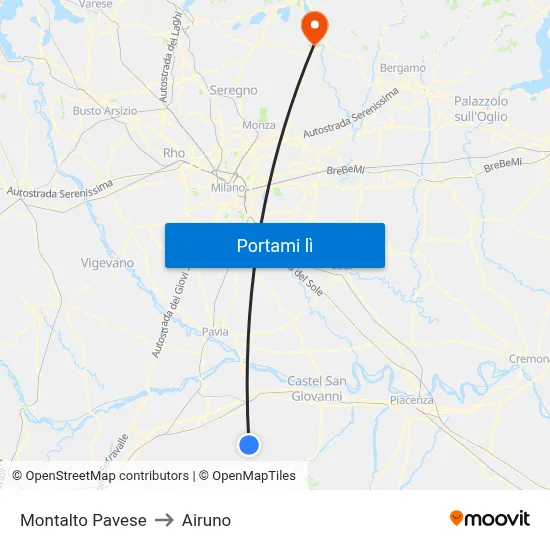 Montalto Pavese to Airuno map