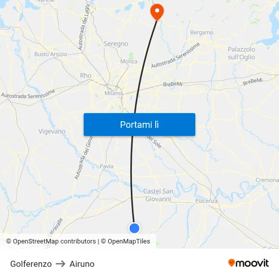 Golferenzo to Airuno map