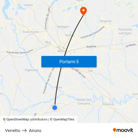 Verretto to Airuno map