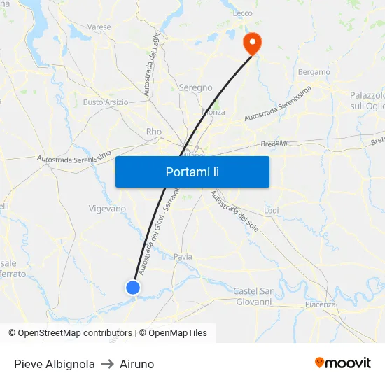 Pieve Albignola to Airuno map