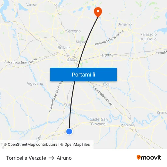 Torricella Verzate to Airuno map