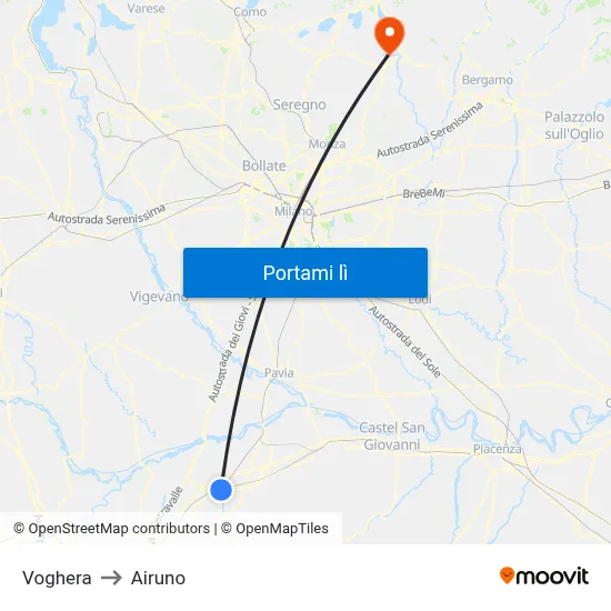 Voghera to Airuno map